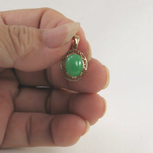 Load image into Gallery viewer, 2100633-Greek-key-Design-14k-Yellow-Gold-Cabochon-Green-Jade-Pendant-Necklace