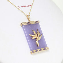 Load image into Gallery viewer, 2100762-14k-Gold-Bird-of-Paradise-Greek-Key-Lavender-Jade-Pendant-Necklace
