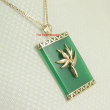 Load image into Gallery viewer, 2100763-14k-Gold-Bird-of-Paradise-Greek-Key-Green-Jade-Pendant-Necklace