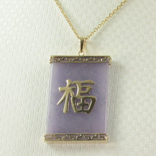 Load image into Gallery viewer, 2100782-14k-Yellow-Gold-Good-Fortune-Lavender-Jade-Oriental-Pendant-Necklace
