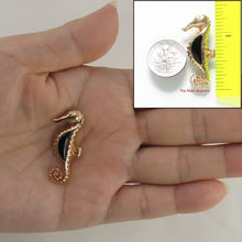 Load image into Gallery viewer, 2100831-14k-Gold-Seahorse-Design-Black-Onyx-Pendant-Necklace