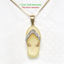 Load image into Gallery viewer, 2100875-14k-Gold-Diamonds-Flip-Flop-Slipper-Yellow-Jade-Pendant-Necklace