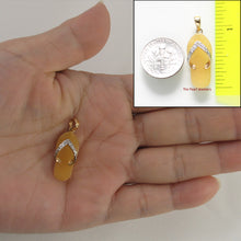 Load image into Gallery viewer, 2100875-14k-Gold-Diamonds-Flip-Flop-Slipper-Yellow-Jade-Pendant-Necklace
