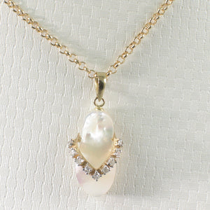2100878-14k-Gold-Flip-Flop-Slipper-Diamonds-Mother-of-Pearl-Pendant-Necklace