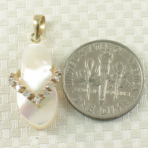 2100878-14k-Gold-Flip-Flop-Slipper-Diamonds-Mother-of-Pearl-Pendant-Necklace