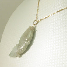 Load image into Gallery viewer, 2100896-Carved-Carp-Jadeite-14k-Solid-Yellow-Gold-Pendant-Necklace