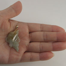 Load image into Gallery viewer, 2100896B-Hand-Carved-Carp-Jadeite-14k-Solid-Yellow-Gold-Pendant