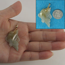 Load image into Gallery viewer, 2100896B-Hand-Carved-Carp-Jadeite-14k-Solid-Yellow-Gold-Pendant