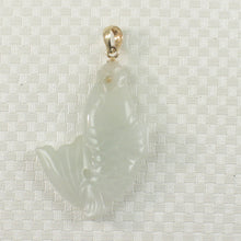 Load image into Gallery viewer, 2100897A-Hand-Carved-Carp-Celadon-Green-Jadeite-14k-Gold-Pendant-Necklace