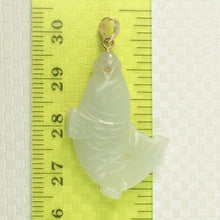 Load image into Gallery viewer, 2100897A-Hand-Carved-Carp-Celadon-Green-Jadeite-14k-Gold-Pendant-Necklace