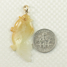 Load image into Gallery viewer, 2100897-Hand-Carved-Carp-Yellow-Jadeite-14k-Gold-Pendant-Necklace