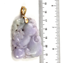 Load image into Gallery viewer, 2100904-Exquisite-Carving-Lion-Peach-Jadeite-14k-Gold-Enhancer-Pendant