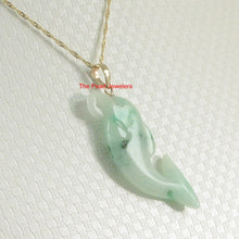 Load image into Gallery viewer, 2100906-14k-Y/G-Dolphin-Natural-Apple-Green-Jadeite-Pendant-Necklace
