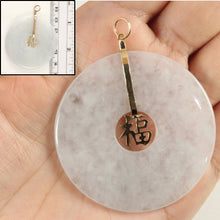 Load image into Gallery viewer, 2100933-Disc-Natural-Celadon-White-Jadeite-14k-Yellow-Gold-BLESSING-Pendant