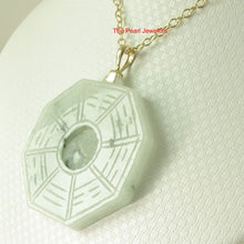 Load image into Gallery viewer, 2100936-14k-Hand-Carved-Eight-Trigrams-Natural-Jadeite-Pendant-Necklace