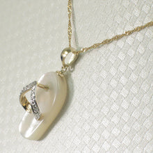 Load image into Gallery viewer, 2100950-14k-Gold-Diamond-Flip-Flop-Slipper-Mother-of-Pearl-Pendant-Necklace