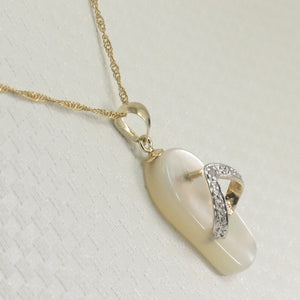 2100950-14k-Gold-Diamond-Flip-Flop-Slipper-Mother-of-Pearl-Pendant-Necklace