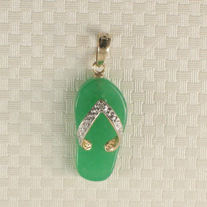 2100953-14k-Gold-Diamond-Flip-Flop-Slipper-Green-Jade-Pendant-Necklace