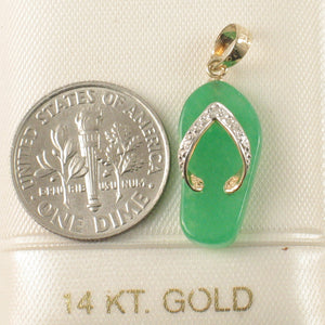 2100953-14k-Gold-Diamond-Flip-Flop-Slipper-Green-Jade-Pendant-Necklace