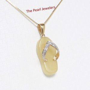 2100955-14k-Gold-Diamond-Flip-Flop-Slipper-Yellow-Jade-Pendant-Necklace