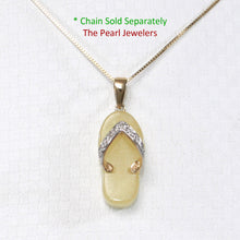 Load image into Gallery viewer, 2100955-14k-Gold-Diamond-Flip-Flop-Slipper-Yellow-Jade-Pendant-Necklace