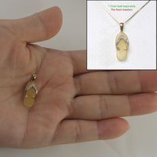Load image into Gallery viewer, 2100955-14k-Gold-Diamond-Flip-Flop-Slipper-Yellow-Jade-Pendant-Necklace