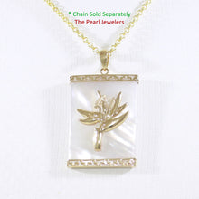 Load image into Gallery viewer, 2100960-14k-Gold-Bird-of-Paradise-Greek-Key-Mother-of-Pearl-Pendant-Necklace