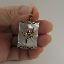 Load image into Gallery viewer, 2100960-14k-Gold-Bird-of-Paradise-Greek-Key-Mother-of-Pearl-Pendant-Necklace