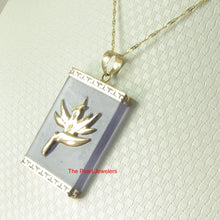 Load image into Gallery viewer, 2100962-14k-Gold-Bird-of-Paradise-Greek-Key-Lavender-Jade-Pendant-Necklace