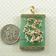 Load image into Gallery viewer, 2100983-14k-Gold-Hand-Crafted-Dragon-Green-Jade-Pendant-Necklace