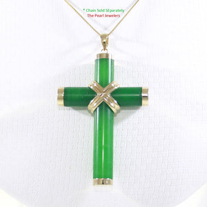 2101023-14kt-YG-Handcrafted-Cylinder-Green-Jade-Christian-Cross-Pendant-Necklace