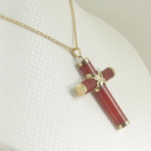 2101024-14kt-YG-Handcrafted-Column-Red-Jade-Christian-Cross-Pendant-Chain
