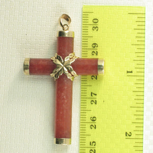 2101024-14kt-YG-Handcrafted-Column-Red-Jade-Christian-Cross-Pendant-Chain