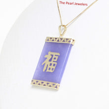Load image into Gallery viewer, 2101062-14k-Gold-Good-Fortune-Board-of-Lavender-Jade-Oriental-Pendant-Necklace
