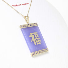 Load image into Gallery viewer, 2101062-14k-Gold-Good-Fortune-Board-of-Lavender-Jade-Oriental-Pendant-Necklace