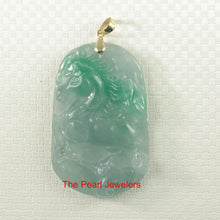 Load image into Gallery viewer, 2101466-Lovely-Hand-Carved-Horse-Celadon-Green-Jade-14k-Pendant-Necklace