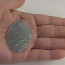 Load image into Gallery viewer, 2101467-14k-Gold-Lovely-Hand-Carved-Hare-Celadon-Green-Jade-Pendant-Necklace