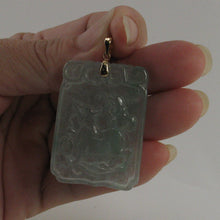 Load image into Gallery viewer, 2101468B-14k-Gold-Hand-Carved-Dog-Translucent-Green-Jade-Pendant