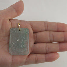 Load image into Gallery viewer, 2101468B-14k-Gold-Hand-Carved-Dog-Translucent-Green-Jade-Pendant