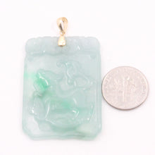 Load image into Gallery viewer, 2101468E-Hand-Carved-Dog-Translucent-Jade-14k-Gold-Pendant