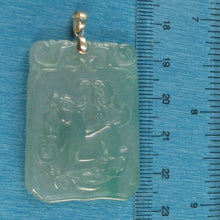 Load image into Gallery viewer, 2101468D-Hand-Carved-Dog-Translucent-Green-Jade-14k-Gold-Pendant