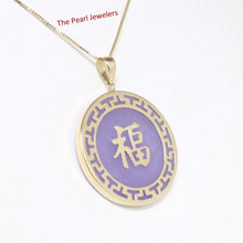 Load image into Gallery viewer, 2101482-14k-Gold-Joy-Greek-Key-Disc-Lavender-Jade-Luck-Pendant-Necklace