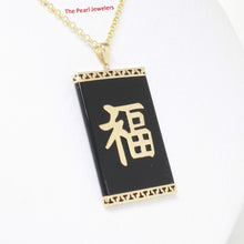 Load image into Gallery viewer, 2101781-14k-GOOD-LUCK-Beautiful-Black-Onyx-Oriental-Pendant-Necklace