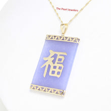 Load image into Gallery viewer, 2101782-14k-GOOD-LUCK-Beautiful-Lavender-Jade-Oriental-Pendant-Necklace