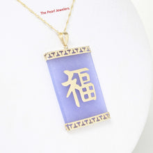 Load image into Gallery viewer, 2101782-14k-GOOD-LUCK-Beautiful-Lavender-Jade-Oriental-Pendant-Necklace