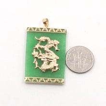 Load image into Gallery viewer, 2101983-Hand-Crafted-Dragon-14k-Gold-Green-Jade-Pendant-Necklace