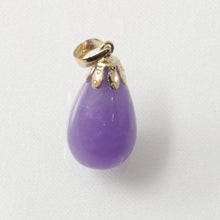 Load image into Gallery viewer, 2110022-14k-Yellow-Gold-Hand-Craved-Raindrop-Lavender-Jade-Pendant