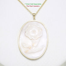 Load image into Gallery viewer, 2120410-Hand-Carved-Oval-Mother-of-Pearl-14k-Gold-Pendant-Necklace