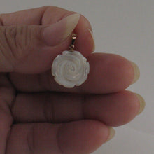 Load image into Gallery viewer, 2120460-14k-Gold-Hand-Carved-Rose-Genuine-Mother-of-Pearl-Pendant-Necklace