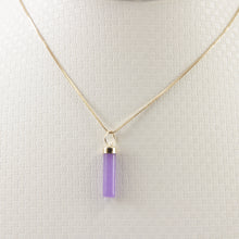Load image into Gallery viewer, 2186702-14k-Yellow-Gold-Hand-Carved-Tube-Lavender-Jade-Pendant-Necklace